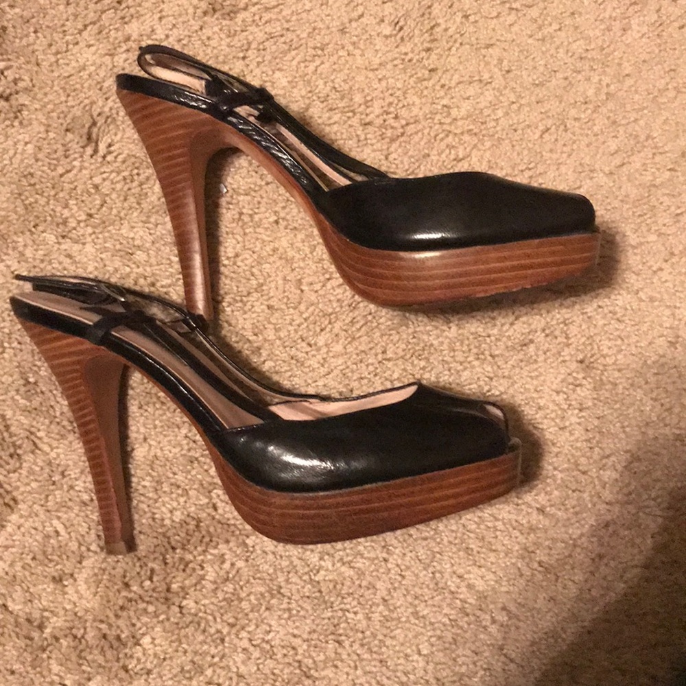Steve Madden Luxe black patent leather peeptoe